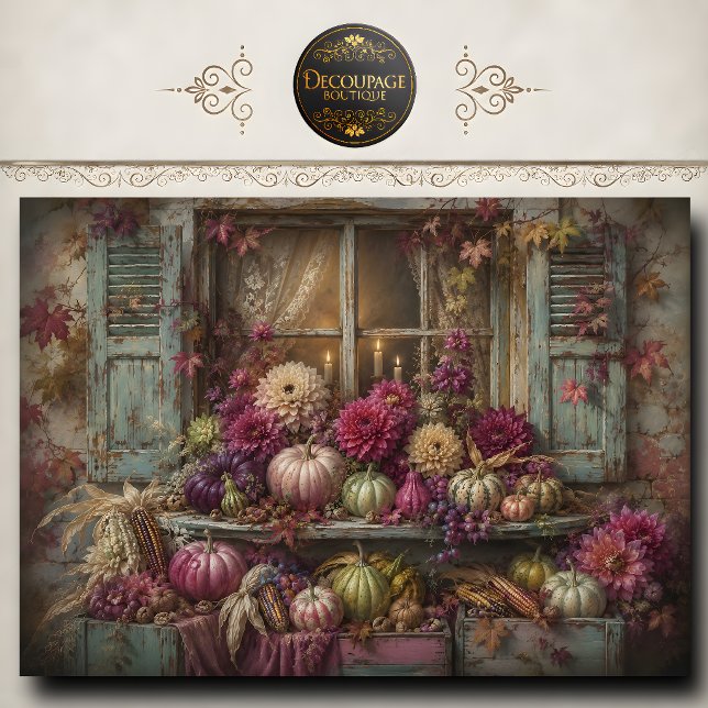 Pink Pumpkin Fall Window Decoupage Tissue Paper (Pink Pumpkin Fall Window Decoupage Tissue Paper)
