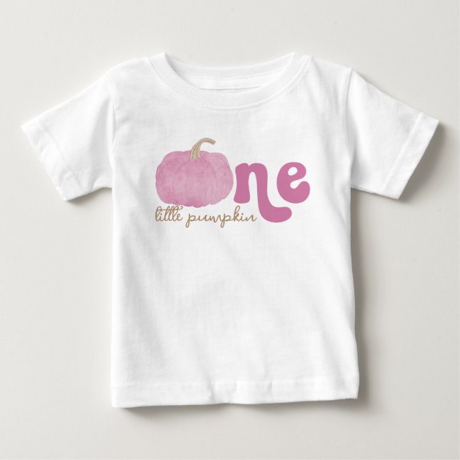 Pink Pumpkin First Birthday Baby Shirt (Front)