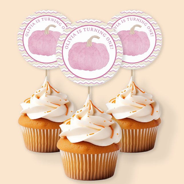 Pink Pumpkin First Birthday Stickers (Pink Pumpkin Party Favor)