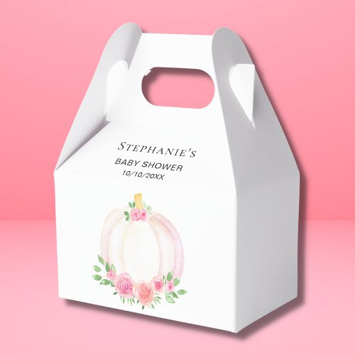 Pink Pumpkin Floral Baby Girl Shower  Favor Boxes