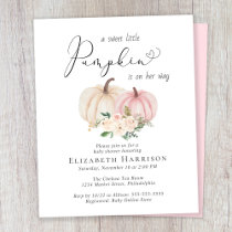 Pink Pumpkin Floral Baby Girl Shower Invitation