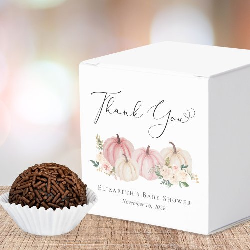 Pink Pumpkin Floral Baby Girl Shower Thank You Favor Boxes