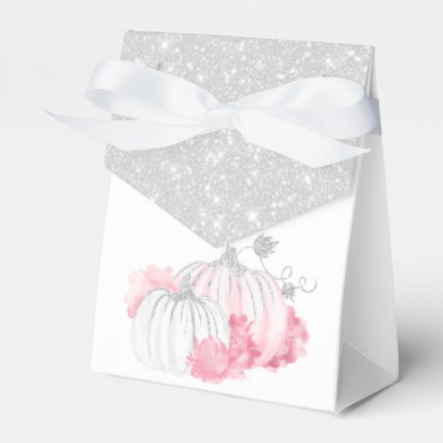 Pink Pumpkin Floral Baby Girl Shower Thank You Favor Boxes