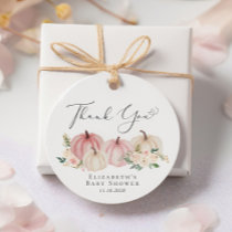 Pink Pumpkin Floral Baby Girl Shower Thank You Favor Tags