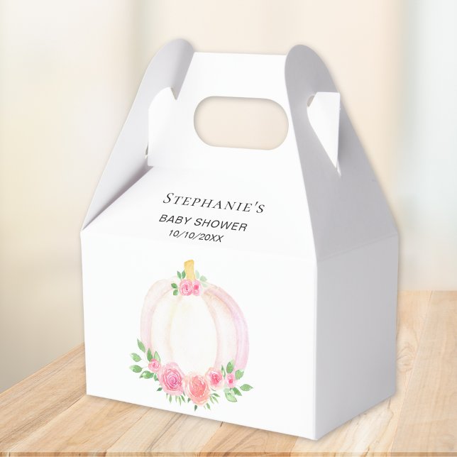 Pink Pumpkin Floral Baby Girl's Shower  Favor Boxes (Creator Uploaded)