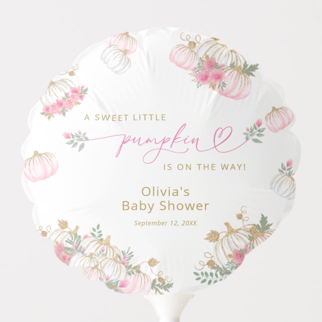 Pink Pumpkin Floral Baby Shower Balloon (Front)