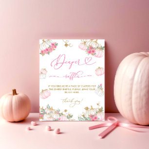 Pink Pumpkin Floral Baby Shower Diaper Raffle Poster