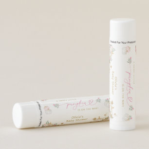 Pink Pumpkin Floral Baby Shower Favor Lip Balm