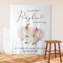 Pink Pumpkin Floral Baby Shower Photo Backdrop