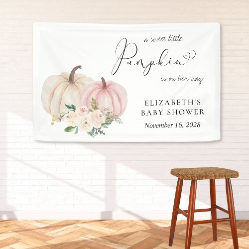 Pink Pumpkin Floral Baby Shower Welcome Banner