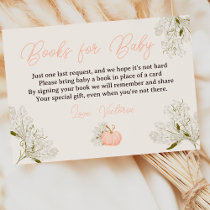 Pink pumpkin floral books for baby shower enclosure card