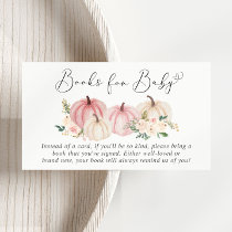 Pink Pumpkin Floral Books For Baby Shower Enclosure Card