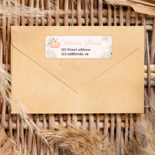 Pink pumpkin floral chic baby shower label