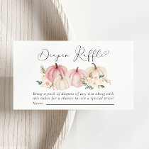 Pink Pumpkin Floral Diaper Raffle Baby Shower Enclosure Card