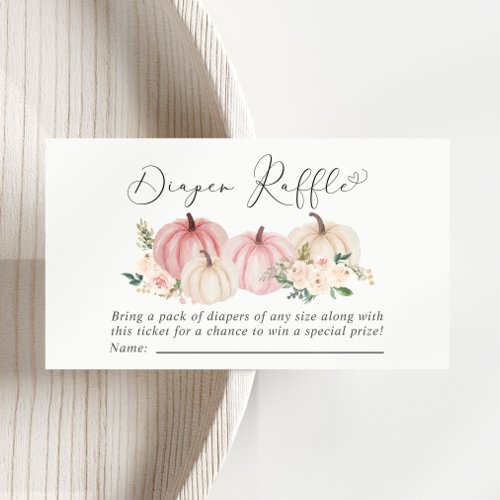 Pink Pumpkin Floral Diaper Raffle Baby Shower Enclosure Card