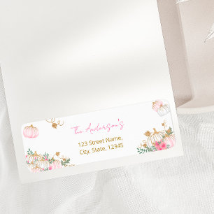 Pink Pumpkin Floral Return Address Label
