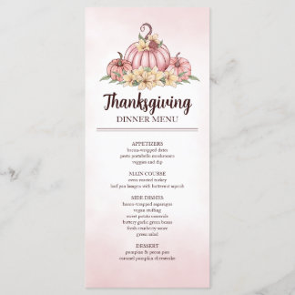 Pink Pumpkin Floral Thanksgiving Menu