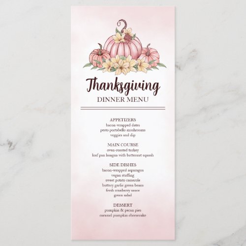 Pink Pumpkin  Floral Thanksgiving Menu