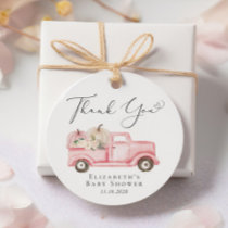 Pink Pumpkin Floral Truck Baby Shower Thank You Favor Tags