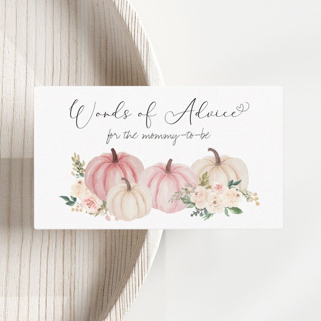 Pink Pumpkin Floral Words Of Advice Baby Shower Enclosure Card (Creator Uploaded)