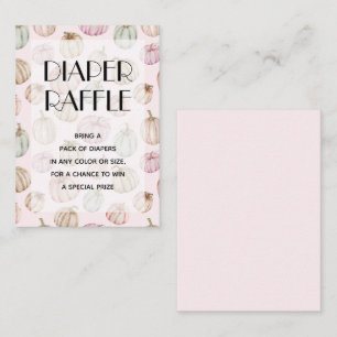 Pink Pumpkin Girl Baby Diaper Raffle Enclosure Card