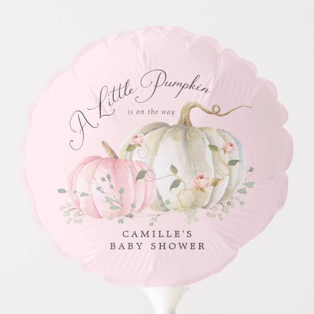 Pink Pumpkin Girl Baby Shower Balloon (Front)