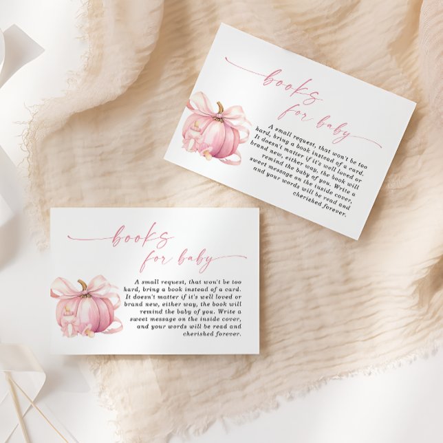 Pink Pumpkin Girl Baby Shower Book Request Enclosure Card (Creator Uploaded)