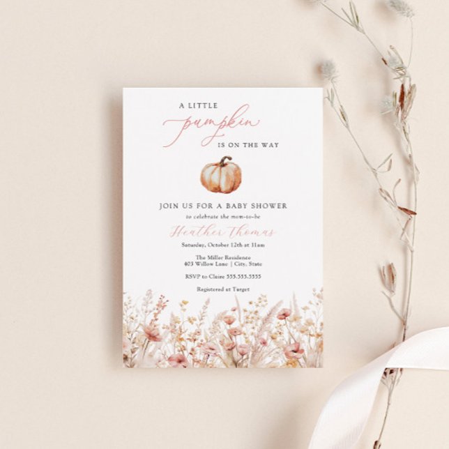 Pink Pumpkin Girl Baby Shower Invitation (Creator Uploaded)