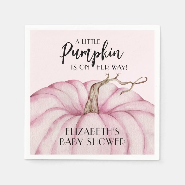 Pink Pumpkin Girl Baby Shower Napkins (Front)