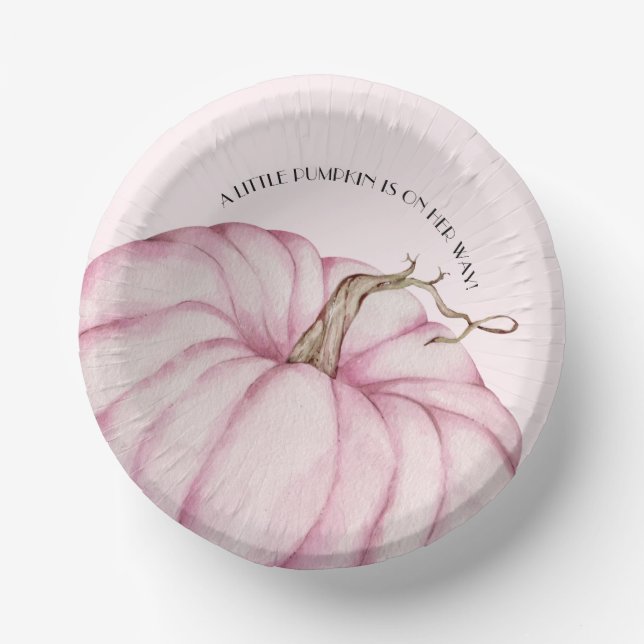 Pink Pumpkin Girl Baby Shower Paper Bowls (Front)