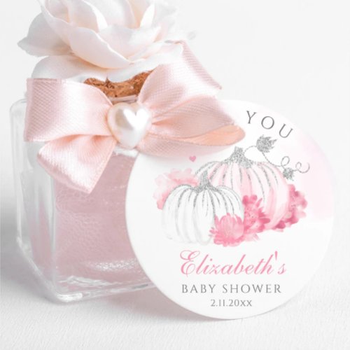 Pink Pumpkin Girl Baby Shower Thank you  Favor Tags