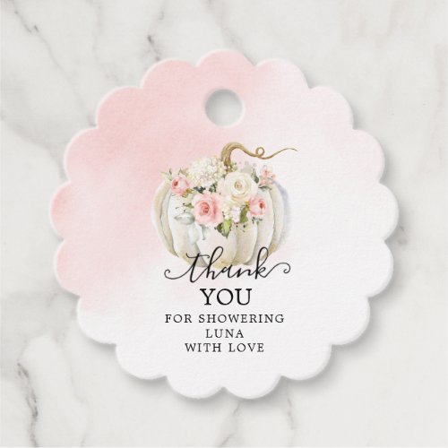 Pink Pumpkin Girl Baby Shower Thank you Favor Tags