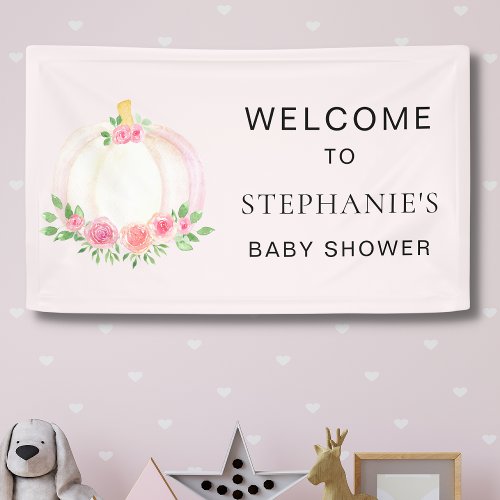 Pink Pumpkin Girl Baby Shower Welcome Banner