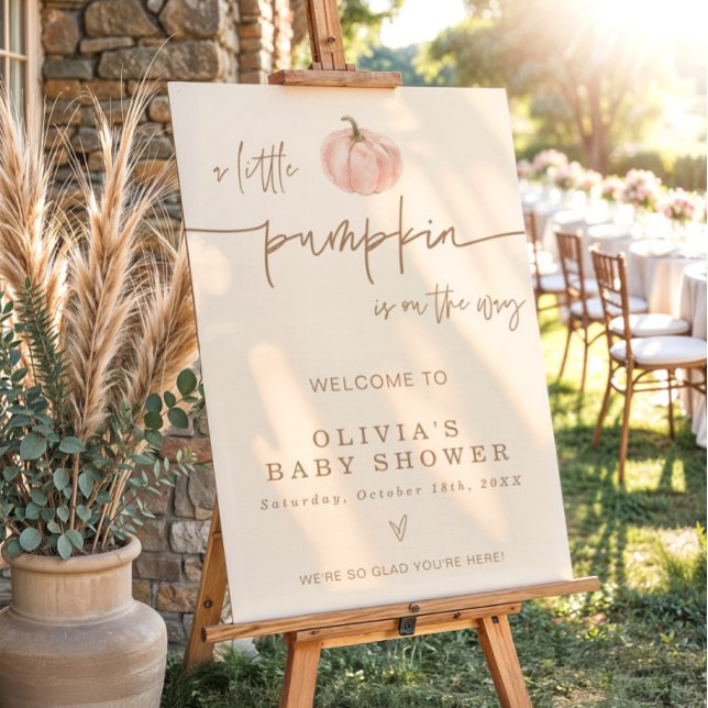 Pink Pumpkin Girl Baby Shower Welcome Sign, Fall  Foam Board (Creator Uploaded)