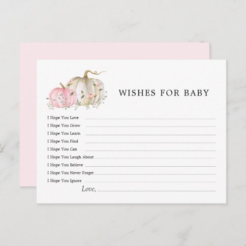 Pink Pumpkin Girl Baby Shower Wishes for Baby Card