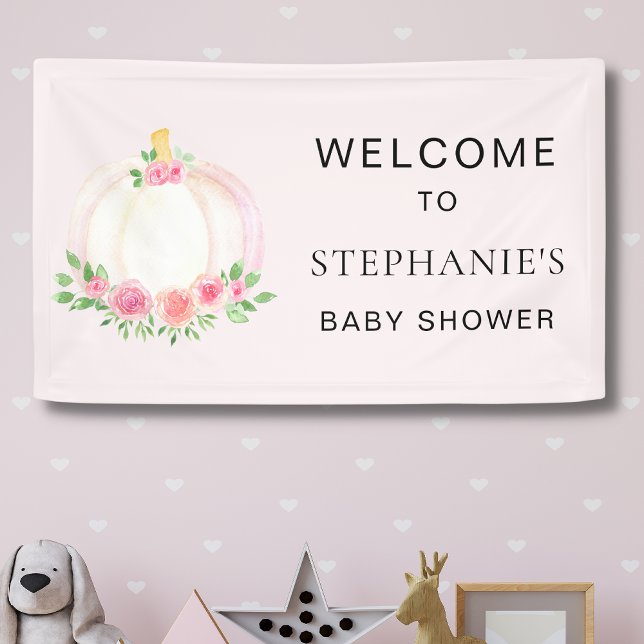 Pink Pumpkin Girls Fall Baby Shower Welcome Banner (Creator Uploaded)
