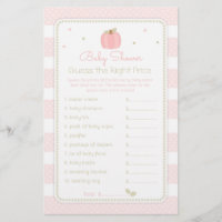 Pink Pumpkin Guess the Price Baby Shower Game