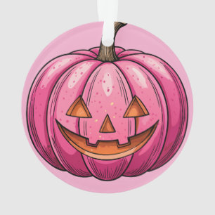 Pink Pumpkin Halloween Ornament
