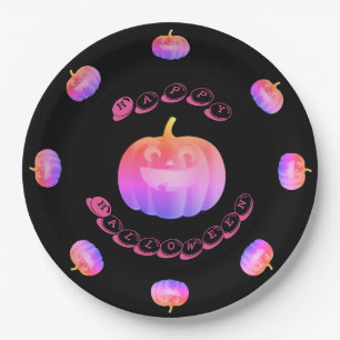 Pink Pumpkin Halloween Paper Plates