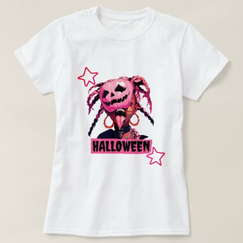 Pink Pumpkin Halloween T_Shirt