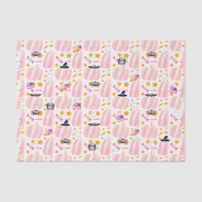 Pink Pumpkin Halloween Tissue Paper (Front)