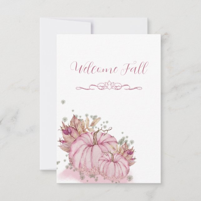 PINK Pumpkin Harvest - Flat Table Card (Front)