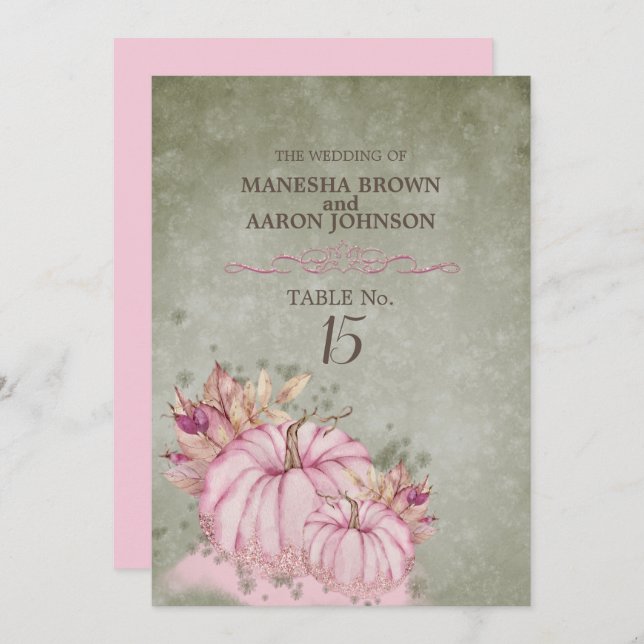 PINK Pumpkin Harvest - Flat Table Card (Front/Back)