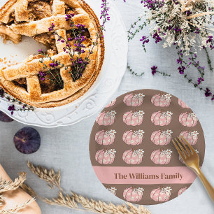 Pink Pumpkin Harvest Thanksgiving Dinner Paper Plates