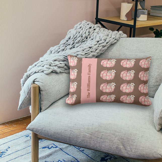 Pink Pumpkin Harvest Thanksgiving Gifts Lumbar Pillow (Creator Uploaded)