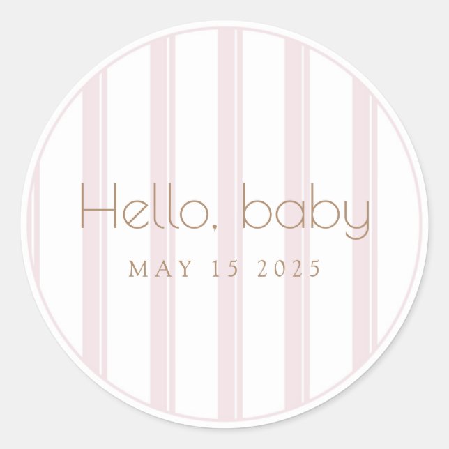 Pink Pumpkin hello Baby Shower Sticker (Front)