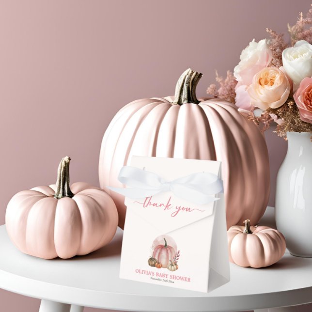 Pink Pumpkin On Her Way Fall Girl Baby Shower  Favor Boxes (Creator Uploaded)