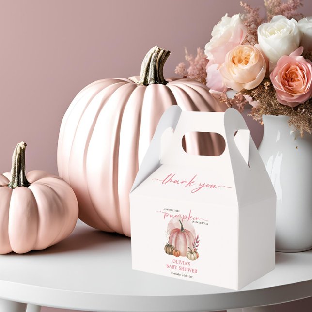 Pink Pumpkin On Her Way Fall Girl Baby Shower  Favor Boxes (Creator Uploaded)