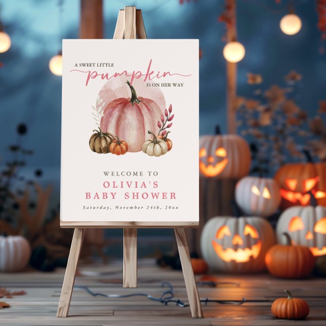 Pink Pumpkin On Her Way Girl Baby Shower Welcome Foam Board (Creator Uploaded)