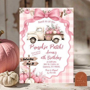 Pink Pumpkin Patch Birthday Party Invitation